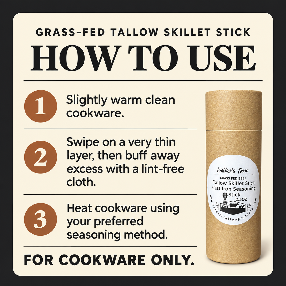 Grass-Fed Tallow Skillet Stick