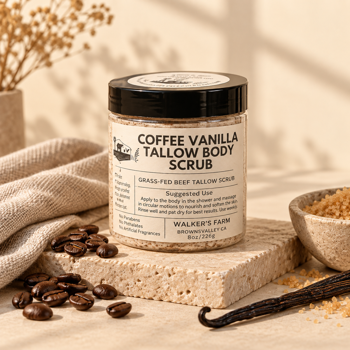 Coffee Vanilla Tallow Sugar Scrub