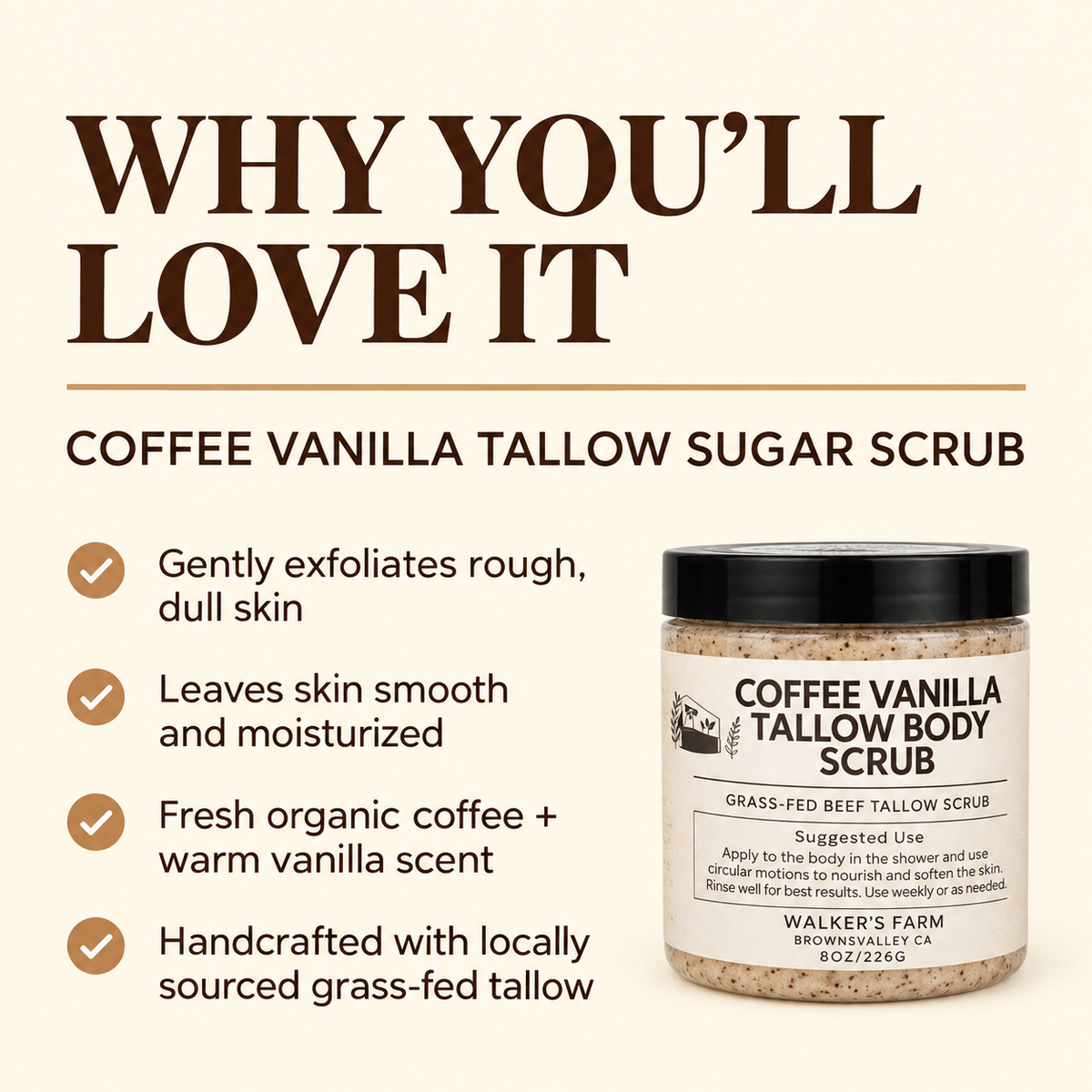 Coffee Vanilla Tallow Sugar Scrub