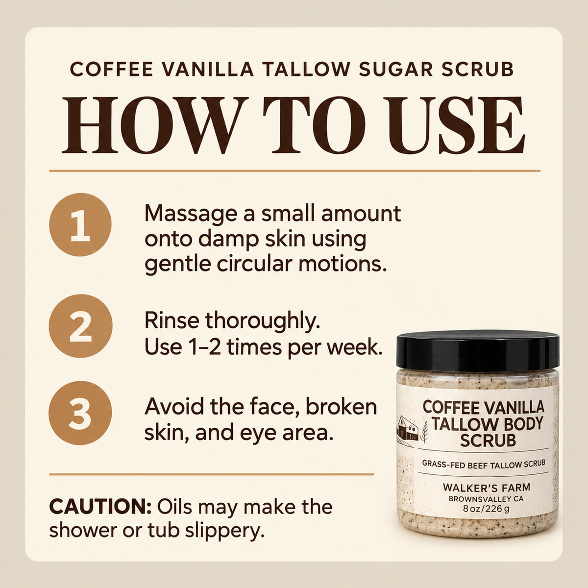 Coffee Vanilla Tallow Sugar Scrub