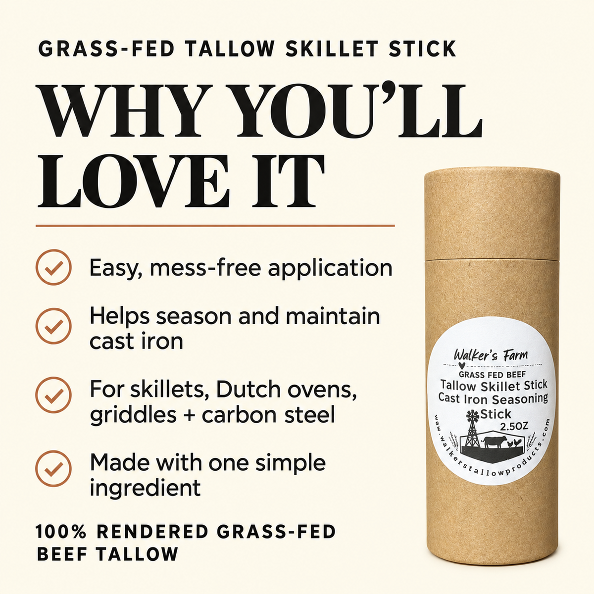 Grass-Fed Tallow Skillet Stick