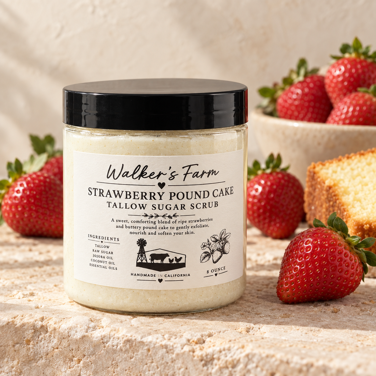 Strawberry Pound Cake Tallow Sugar Scrub