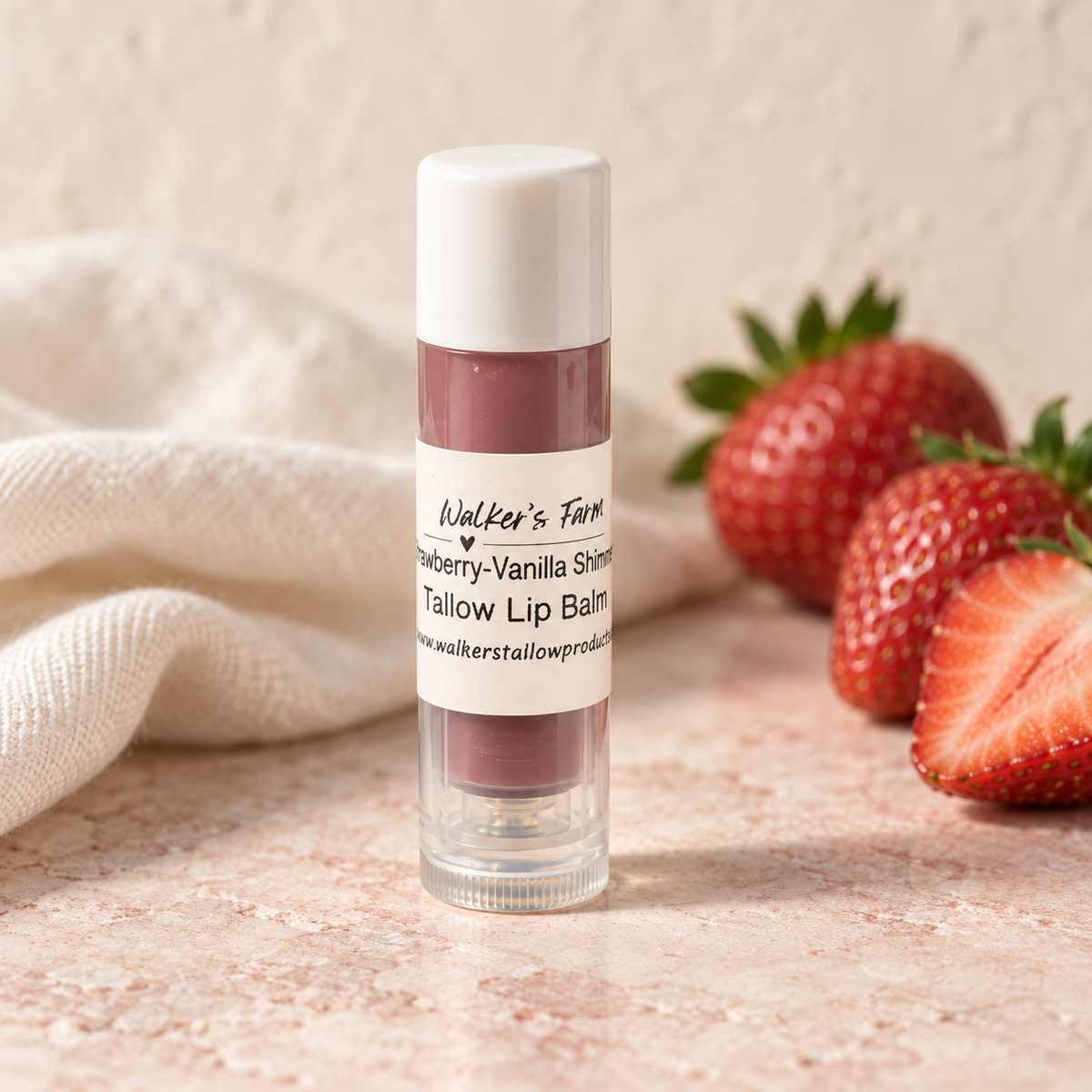 Strawberry Vanilla Shimmer Tallow Lip Balm