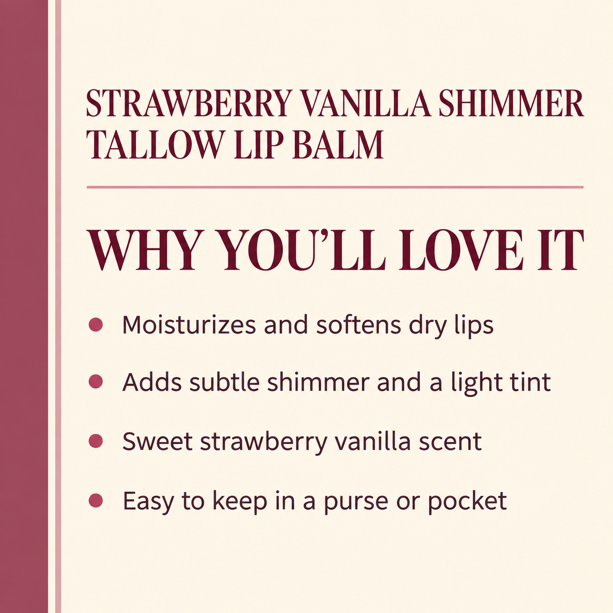 Strawberry Vanilla Shimmer Tallow Lip Balm
