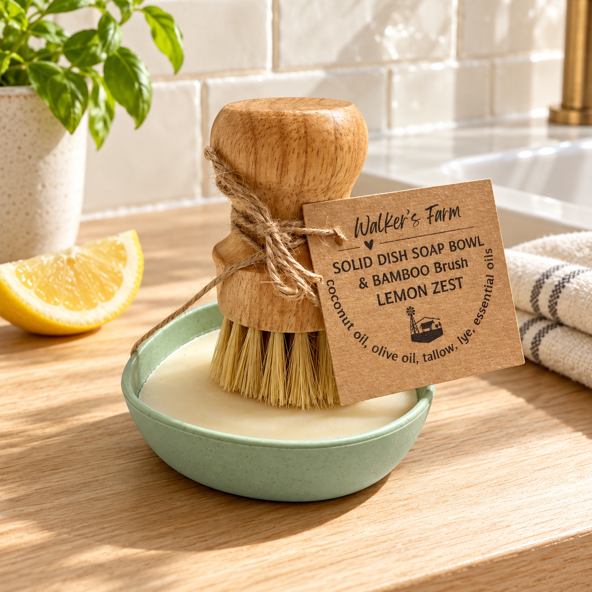 Tallow Dish Soap with Brush