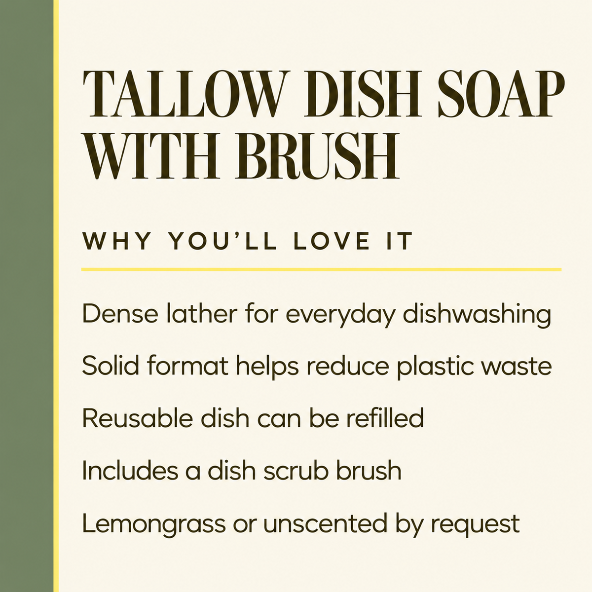 Tallow Dish Soap with Brush