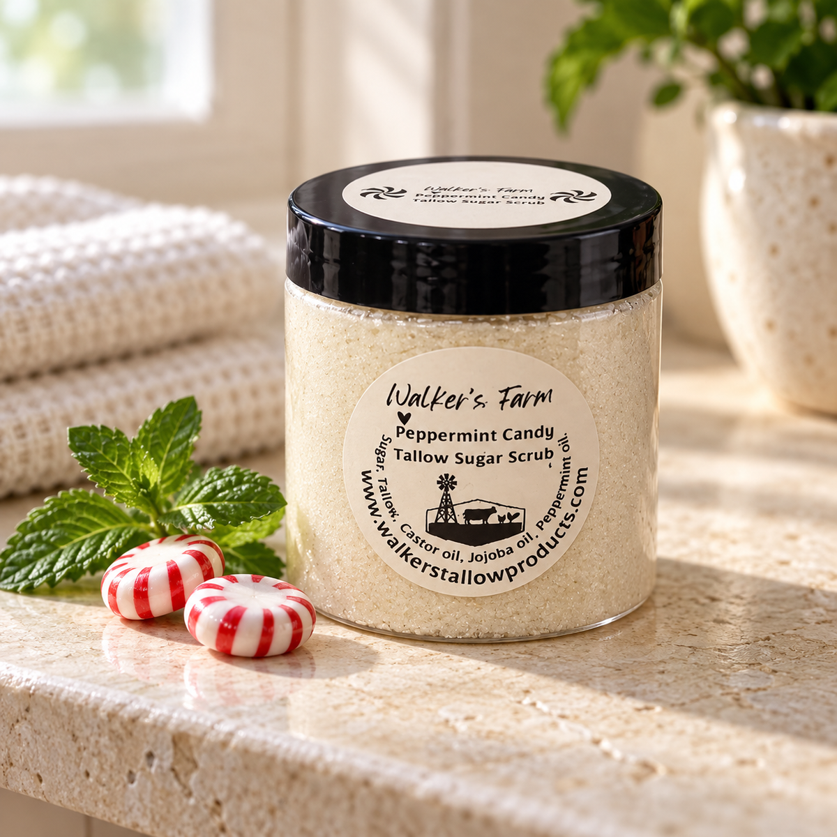Peppermint Candy Tallow Sugar Scrub