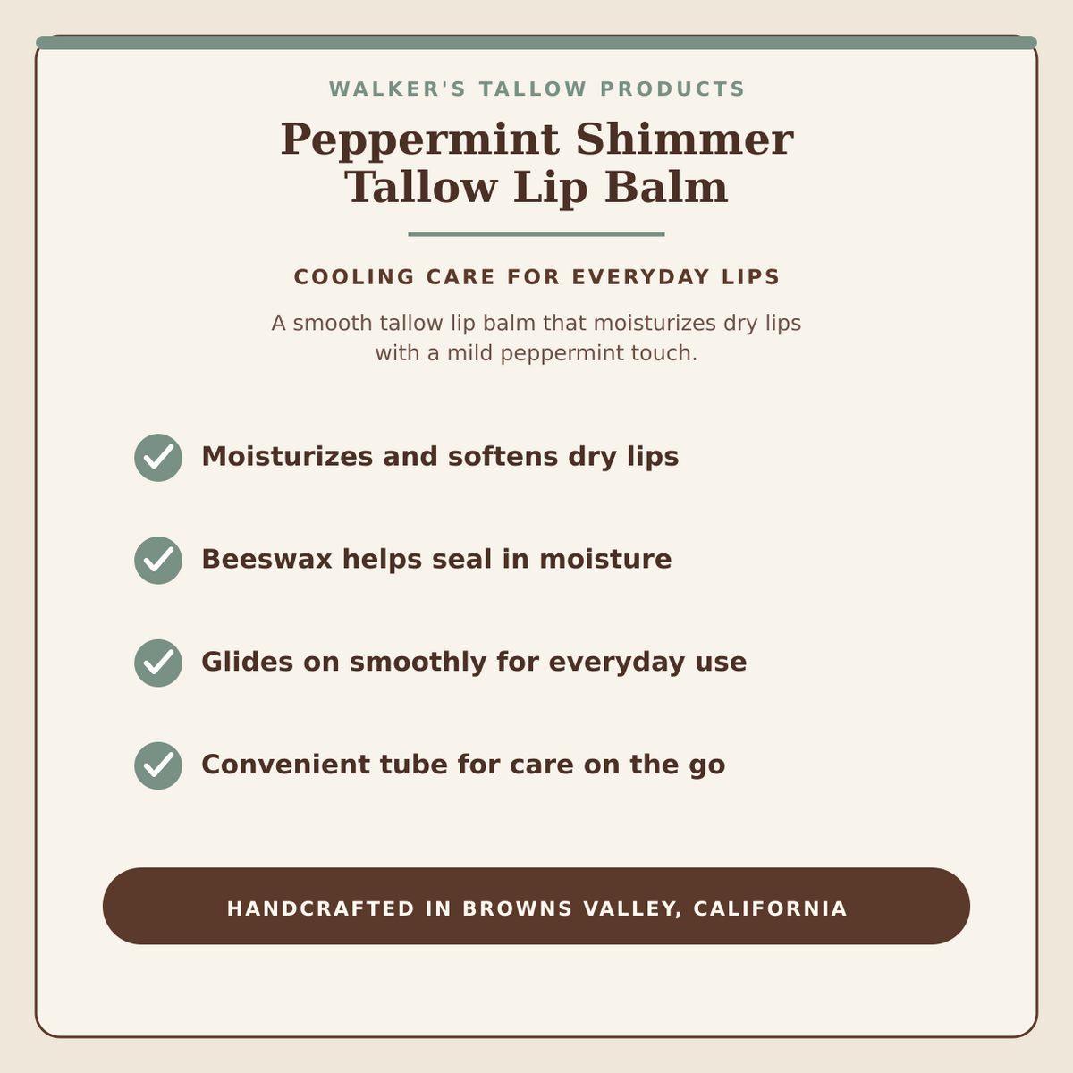 Peppermint Shimmer Tallow Lip Balm